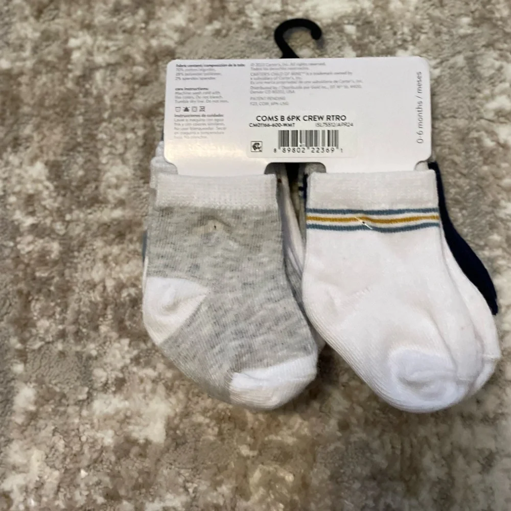 Carter's Child of Mine Gray and White Baby Socks